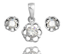 480/399 komplet srebrny 925 kolczyki wisiorek z cyrkoniami kwiatuszki