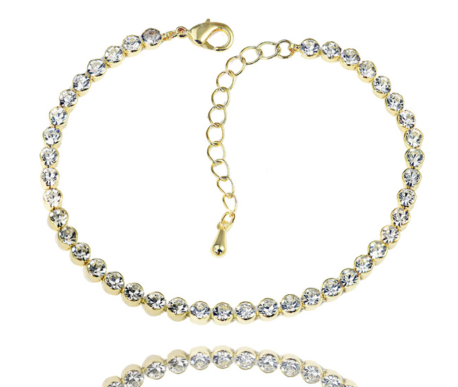 599/1093 bransoletka  z cyrkoniami na ślub pozłacana