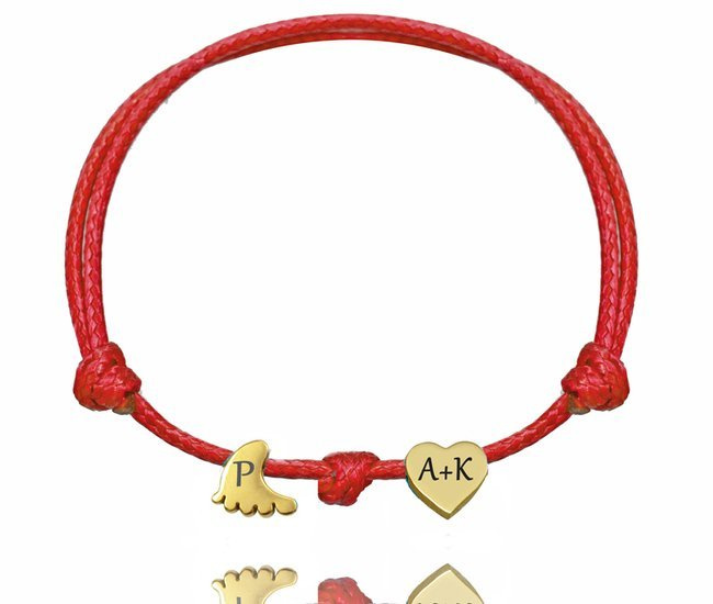 1213 bransoletka stopki serce pozłacana z grawerunkiem stalowa