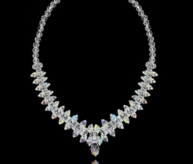 1374 naszyjnik kryształowy Crystal AB na ślub pozłacany