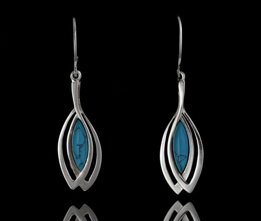 480/215 kolczyki srebrne z turkusowym kamieniem