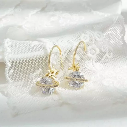 Kol 599/1040 Kolczyki pozłacane cyrkonie planeta ziemia