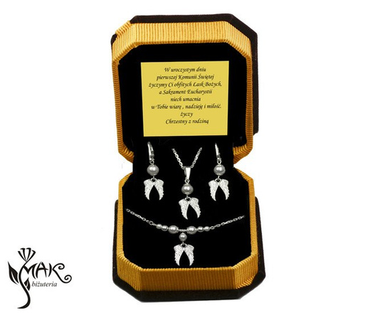 927/5 komplet Swarovski Elements srebro 925 urodziny komunia