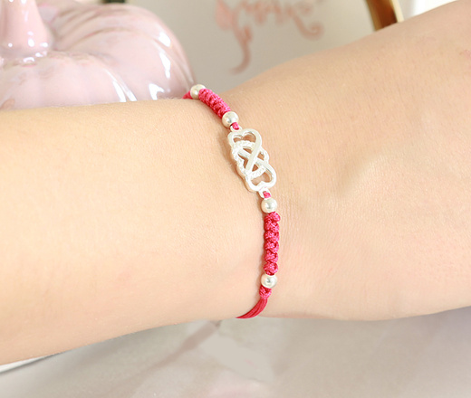 1581 bransoletka z grawerem srebrna sznurek serce