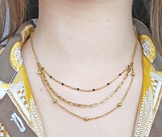 1232/4 naszyjnik złoty stalowy trójwarstwowy