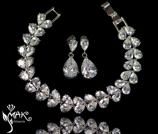 Kpl873 komplet ślubny, biżuteria ślubna z cyrkoniami b599/427 k599/87