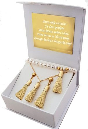 1073/2 komplet chwosty frędzle srebro 925 pozłacane prezent na komunię urodziny