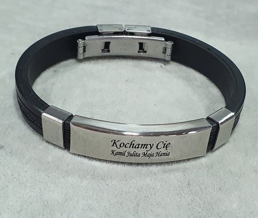 475 BRANSOLETKA Z GRAWEREM męska stalowa personalizowana grecki wzór