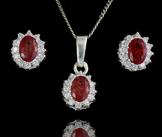 480/119 komplet srebrny z błyszczącymi brązowymi cyrkoniami