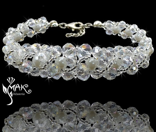 KOL434 KOLCZYKI PEREŁKI SZKLANE - KRYSZTAŁY, kolczyki ślubne, kolczyki na ślub