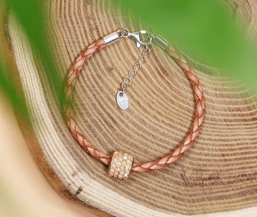 1377 bransoletka srebrna 925 na rzemieniu Swarovski