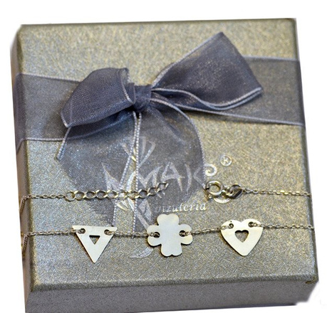 BR747 bransoletka grawerunek laser celebrytka srebro 925 3 zawieszki