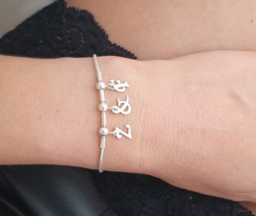 1122 BRANSOLETKA dowolne inicjały literki trzy inicjały
