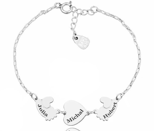 1241 bransoletka srebrna 925 na łańcuszku serce stópki