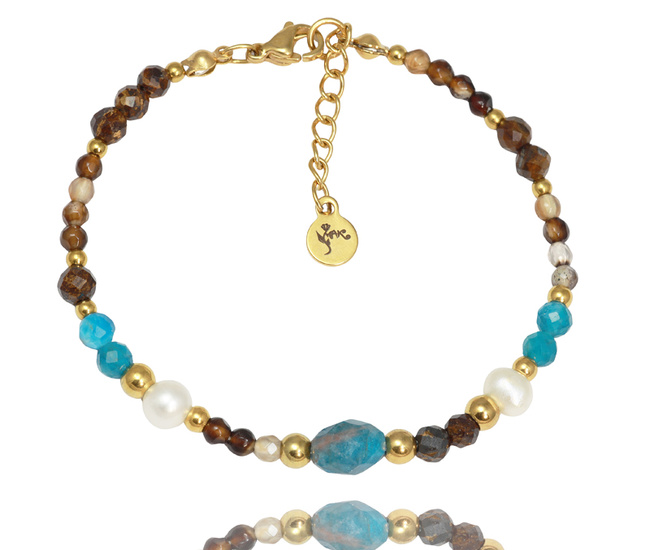 1859 bransoletka z grawerem damska apatyt perełki bronzyt