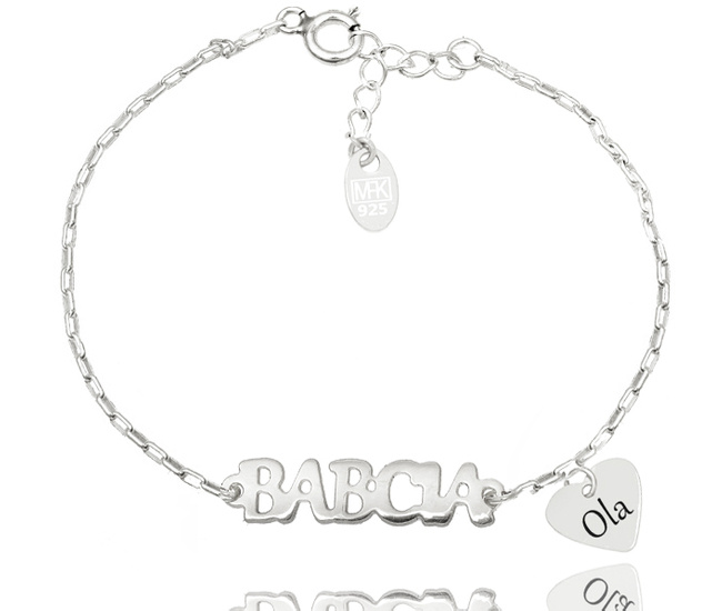 1317 bransoletka z napisem dla Babci srebrna 925 grawerowana