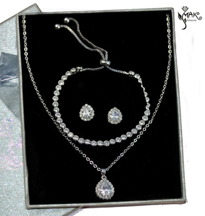 Kpl882 komplet ślubny, biżuteria ślubna z cyrkoniami (k599/577 + b599/753)