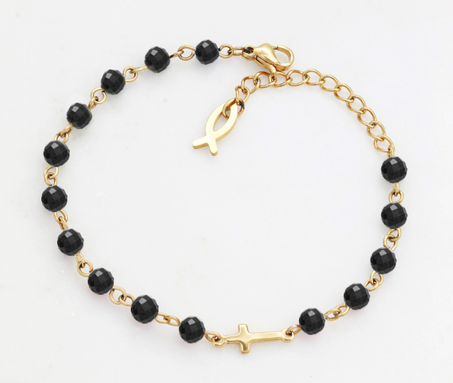 Bransoletka różaniec, kamienie naturalne czarny turmalin 1758/15