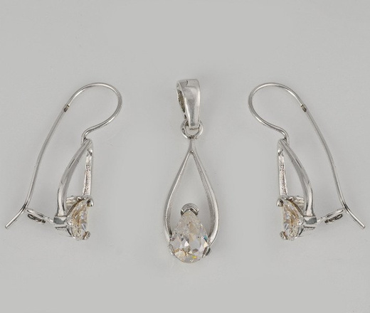 480/198 komplet srebrny w kształcie łez