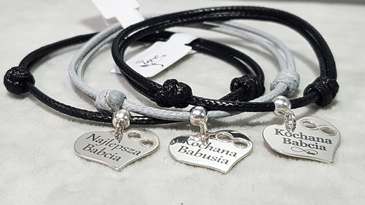 BR1007 BRANSOLETKA Z GRAWEREM, SREBRO 925 serce z ażurowym wzorem