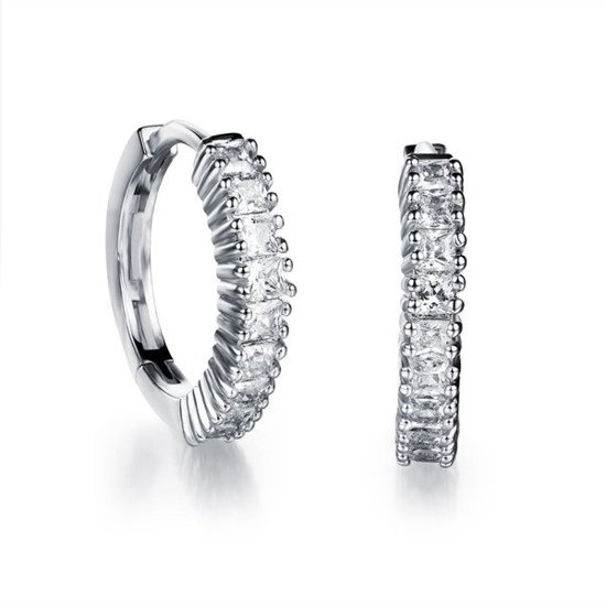 Kol 599/484 kolczyki kółeczka białe złoto cyrkonie