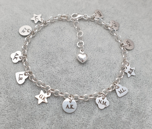  bransoletka dla nauczyciela srebrna 925 inicjały dzieci imiona 1815