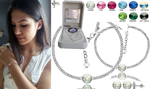 KPL696 biżuteria Swarovski KOMPLET kryształy + pudełko z grawerem