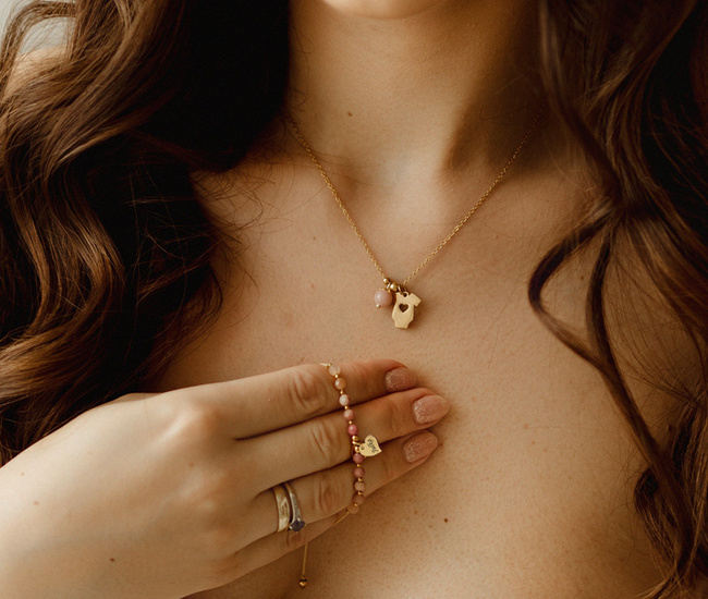 Naszyjnik na Baby Shower dla mamy z grawerunkiem pozłacana stal szlachetna 1794/8