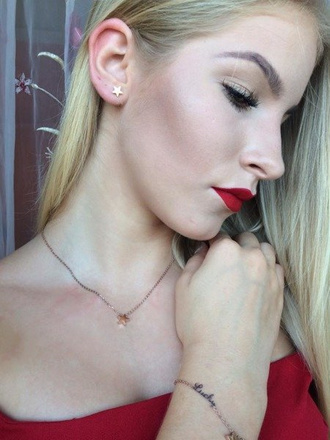 BR599/737 BRANSOLETKA na nogę stal pozłacana gwiazdka lucky