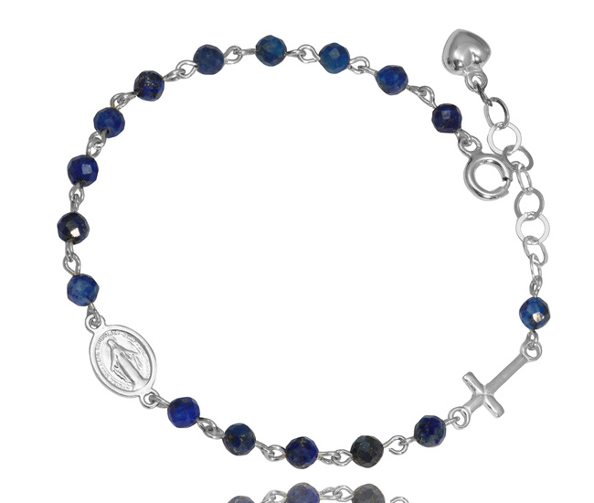 1848/8 bransoletka różaniec srebro 925 lapis lazuli