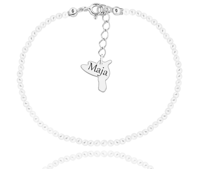 1419 bransoletka srebrna 925 grawerowana perełki