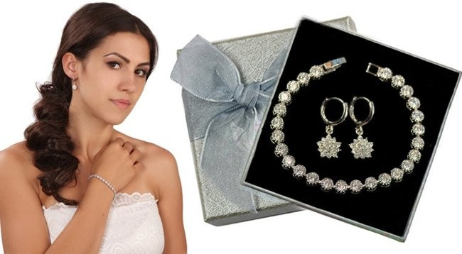 Kpl870 komplet ślubny, biżuteria ślubna z cyrkoniami k599/520 b599/543