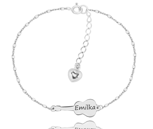 1436 bransoletka srebrna 925 z grawerem gitara