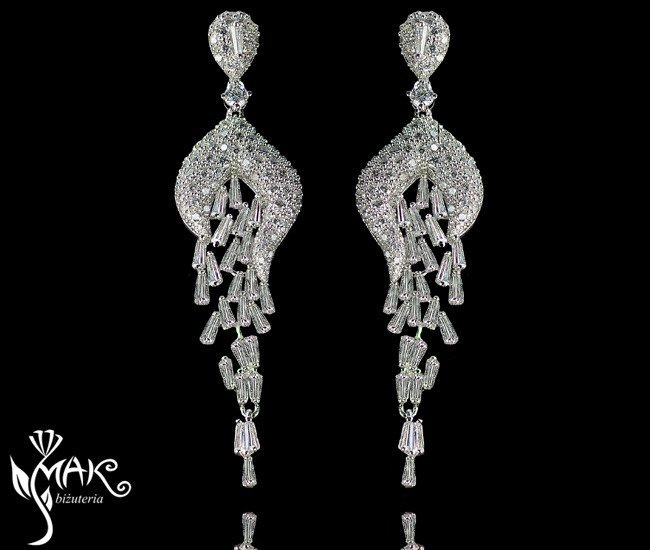 Kol 686/2 KOLCZYKI ślubne, cyrkonie długie Piękne