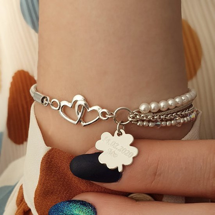 1126 Bransoletka z grawerem kryształów dwie zawieszki