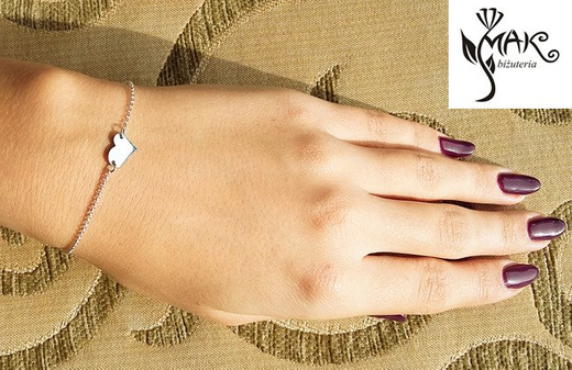 BR772 BRANSOLETKA SERCE ASYMETRYCZNE srebro 925 Swarovski Elements CELEBRYTKA