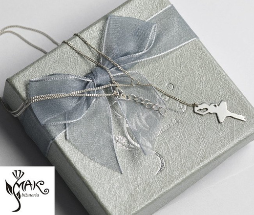 NK759 NASZYJNIK baletnica SREBRO 925 celebrytka