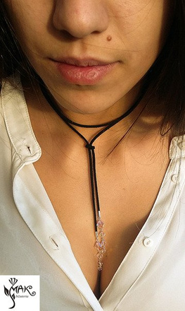 NK767 NASZYJNIK choker srebro 925 CZARNY Swarovski Elemen