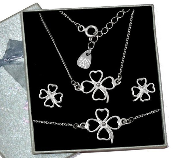 1134 koniczynki KOMPLET celebrytka