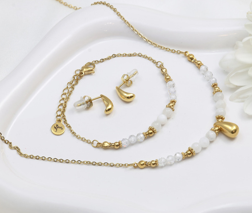 Elegancki komplet KROPLE złocony z cyrkonią 1875/1