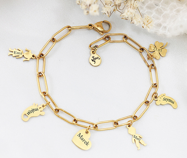 Bransoletka grawerowana z imionami dzieci dla mamy 1764/6