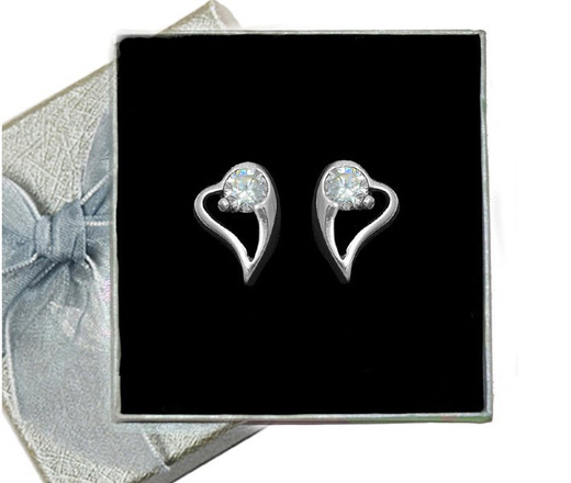 480/260 kolczyki srebrne 925 serce asymetryczne cyrkonia