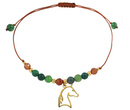 1717/19 bransoletka na sznurku z konikiem i jadeitem afrykańskim