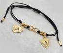 1059  BRANSOLETKA Z GRAWEREM złota sznurek stópki i serduszko