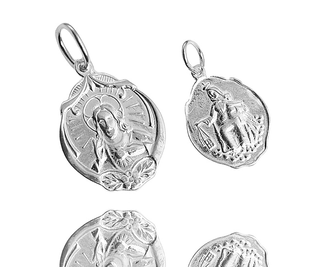 W500/5 WISIOREK MEDALIK Szkaplerz Jezus z Maryją