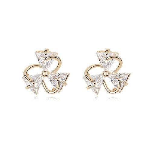 Kol  599/33 kolczyki  kryształy złocone trójkąciki