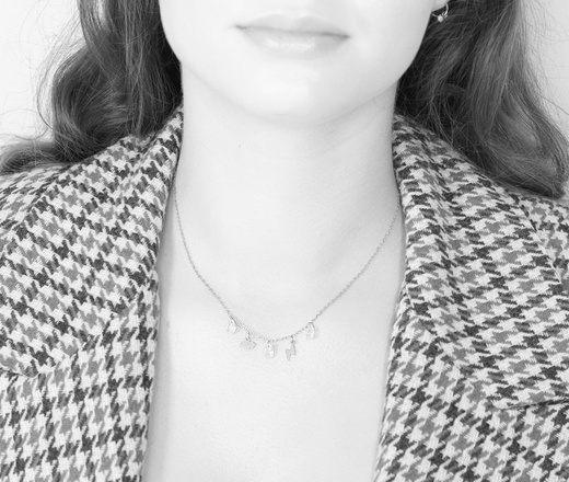 1563 naszyjnik chmurka kropla piorun z grawerem srebrny stalowy z zawieszkami