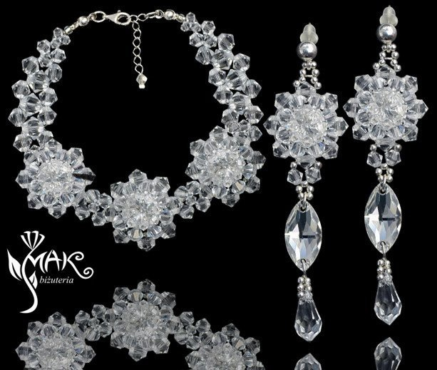 532 biżuteria ślubna komplet Swarovski srebro 925