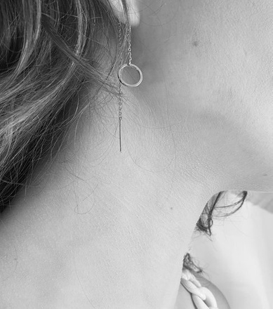 1270 kolczyki przeciągane długie z kółeczkiem stal szlachetna srebrne