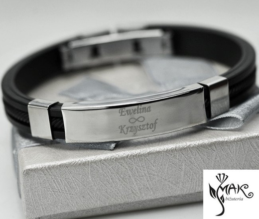 BR691 BRANSOLETKA Z GRAWEREM męska stalowa personalizowana